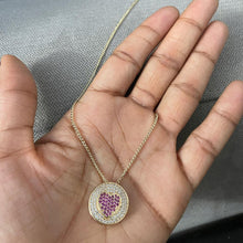 Load image into Gallery viewer, Pink Pave Round Heart Necklace