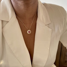 Load image into Gallery viewer, Pink Pave Round Heart Necklace