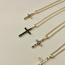 Load image into Gallery viewer, Black CZ Diamond Cross Necklace
