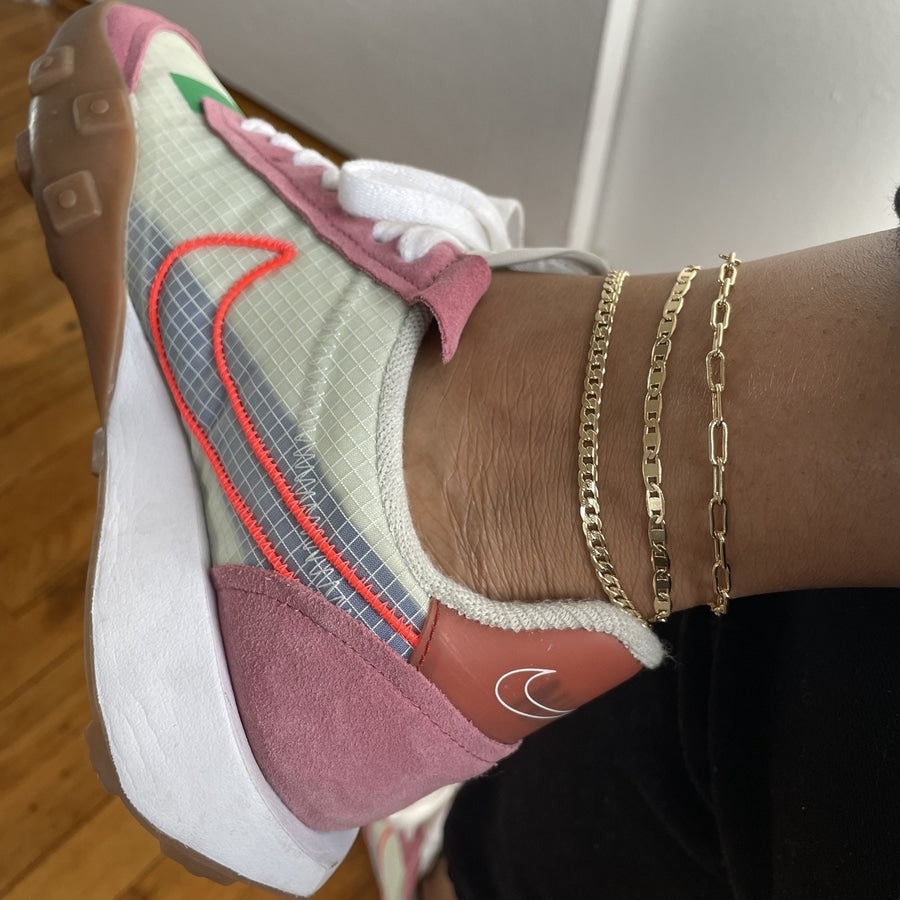 Gold Anklets, Gold ankle bracelets, Cubank link anklet mariner link 