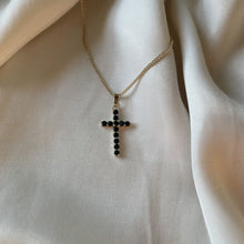 Load image into Gallery viewer, Sparkling Onyx Cross Necklace
