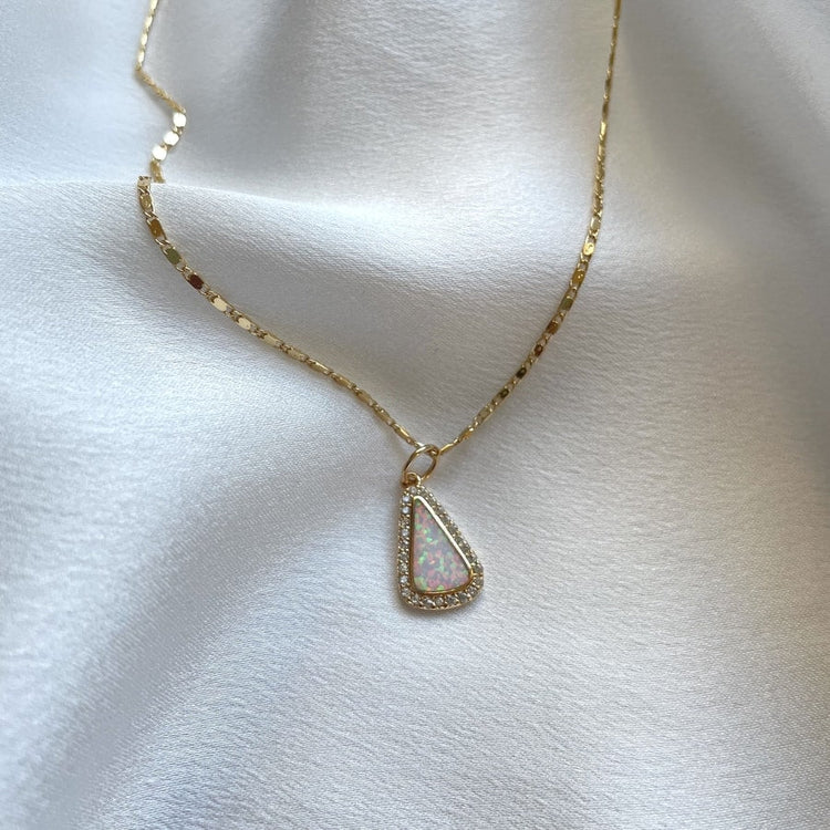 White Opal Teardrop Pendant Necklace